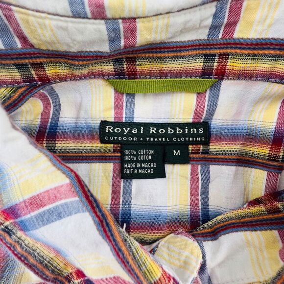 NOT FOR SALE  Royal Robbins Button Up Shirt Men's Medium Multicolor Plaid Short - Picture 3 of 10